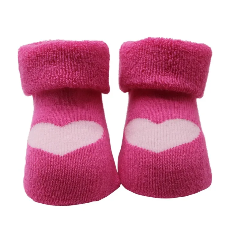 63MR Baby Boys Girls Thickening Cotton Heart Print Cartoon Anti-slip Floor Socks Hot Newborn Winter Autumn Warm Soft Clothes Socks - Цвет: 63MR