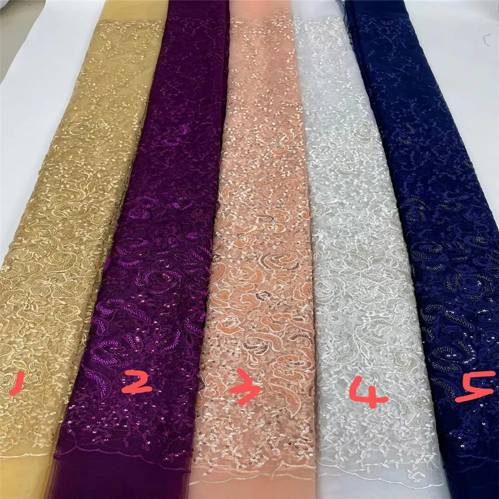 

Madison Latest Beaded Lace Fabric High Quality African Lace Fabric Handmade Beads Lace Fabric for Bridal Material French Net