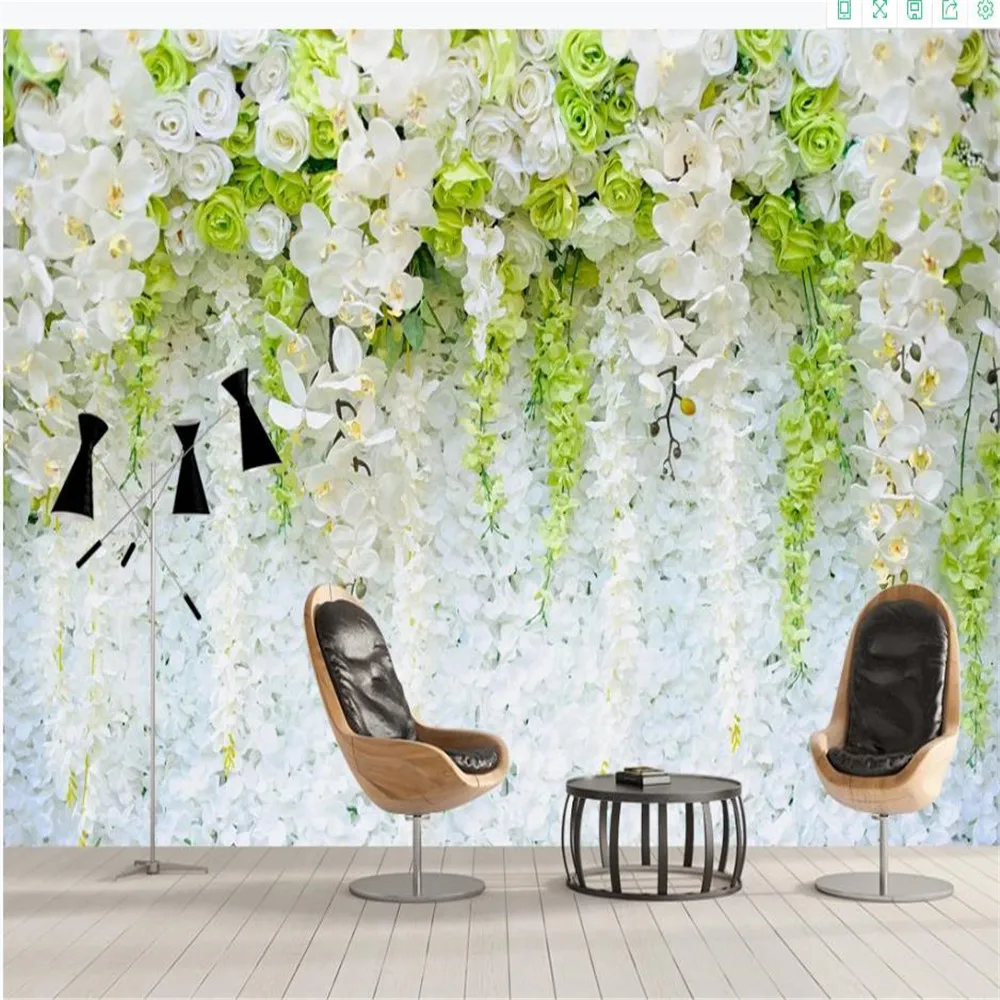Современная свежая ручная роспись цветочные белые розы обои фон для украшения