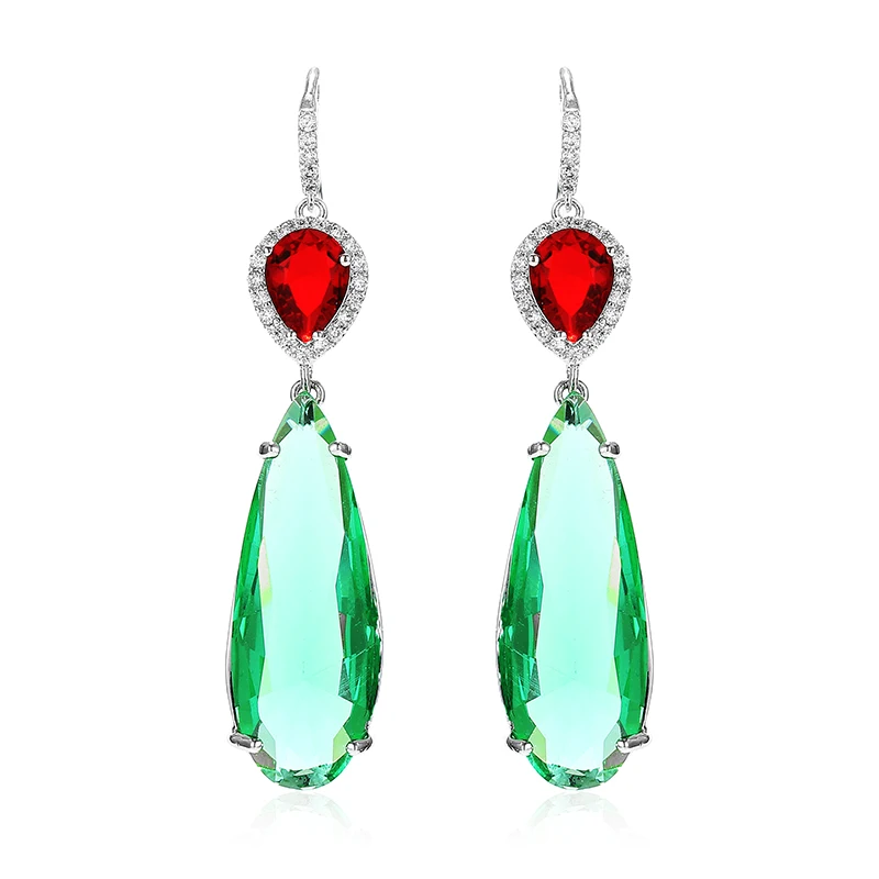 Очень девушка 50 мм в форме капли серьги персонализированные зеленые со стразами