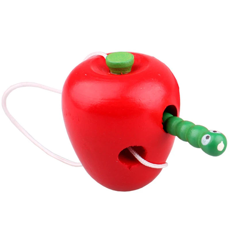 Детские деревянные игрушки Монтессори мышь нить сыр шнуровка резьба фрукты