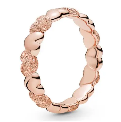 

Original 925 Sterling Silver pandora Ring Rose Gold Matte Brilliance Hearts Rings For Women Wedding Party Gift Fine Jewelry