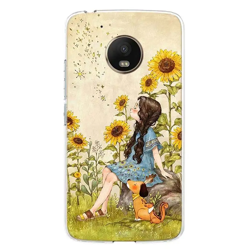 beauty yellow sunflower print cover phone case for motorola moto g8 g7 g6 g5 g9 e6 e5 plus play power one action fusion macro free global shipping