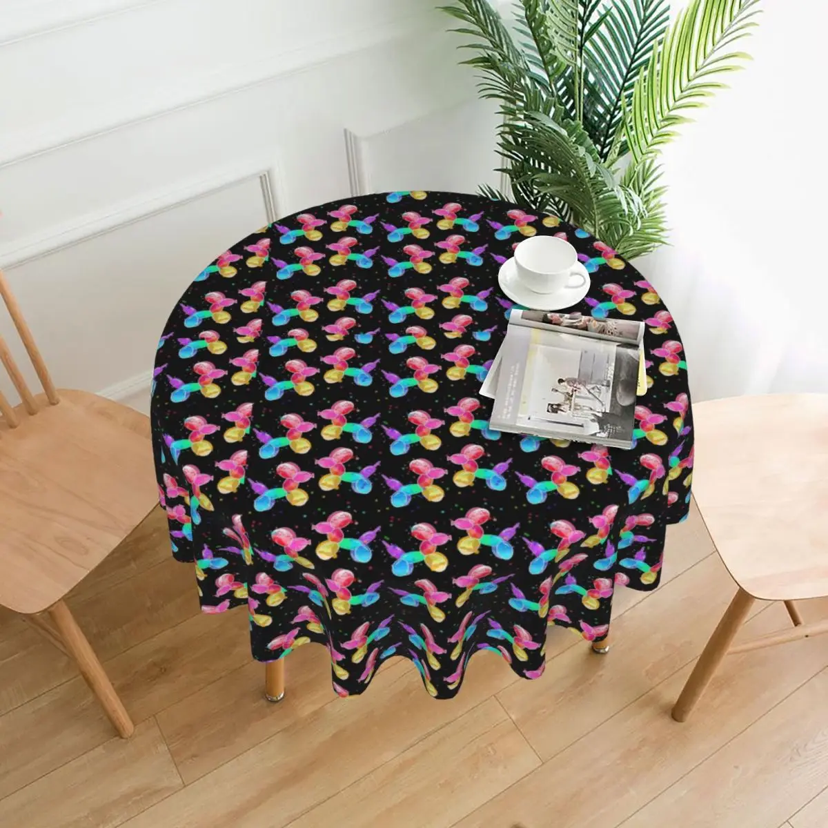 

Watercolor Balloon Dogs Tablecloth Home Decoration Birthday Party Polyester Table Cover Washable Protector Printed Table Cloth