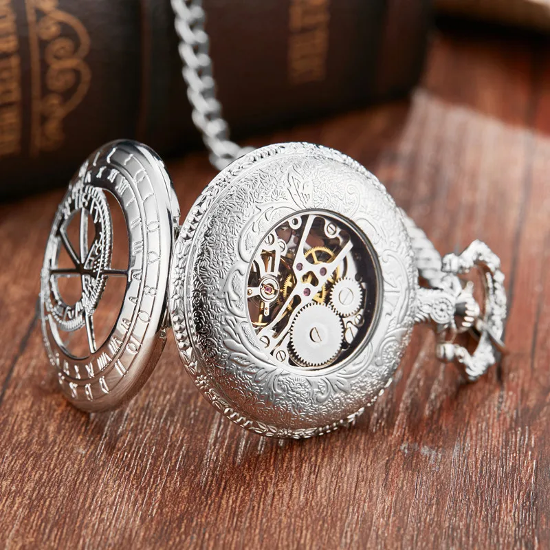 

Antique Fashion Design Mechanical Time Pocket Watch FOB Chain Delicately Carved Hollow Steampunk Male Clock Watches Men Gift