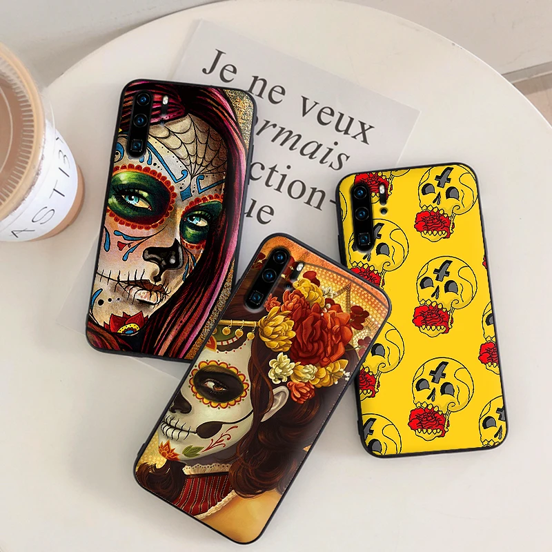 Роскошный черный чехол suger skulls для huawei P Smart Z 2018 P20 Pro P8 P9 Mini P10 2019 P30