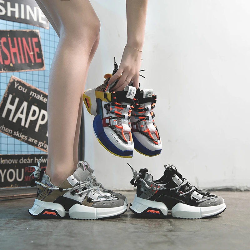 Женские кроссовки на массивной платформе вязаные дышащие Сникерсы для косплея