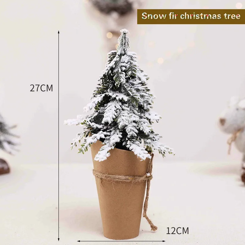 27CM Снежная ель, искусственная Рождественская елка, украшение для дома, настольный орнамент, Рождественское украшение на окно торгового центра, Снежная ель, Декор, мини-дерево - Цвет: 27CM