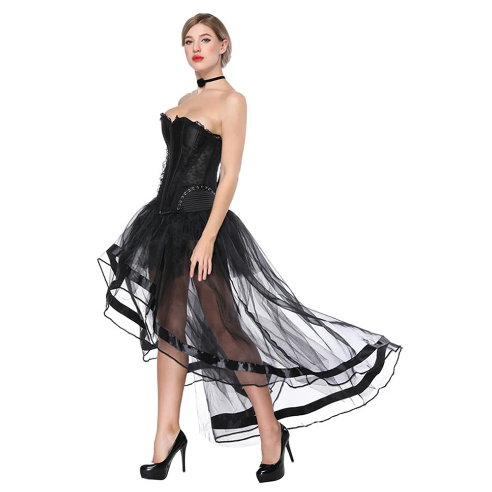 Сексуальные готические черные тюлевые женские юбки для Хэллоуина стимпанк до