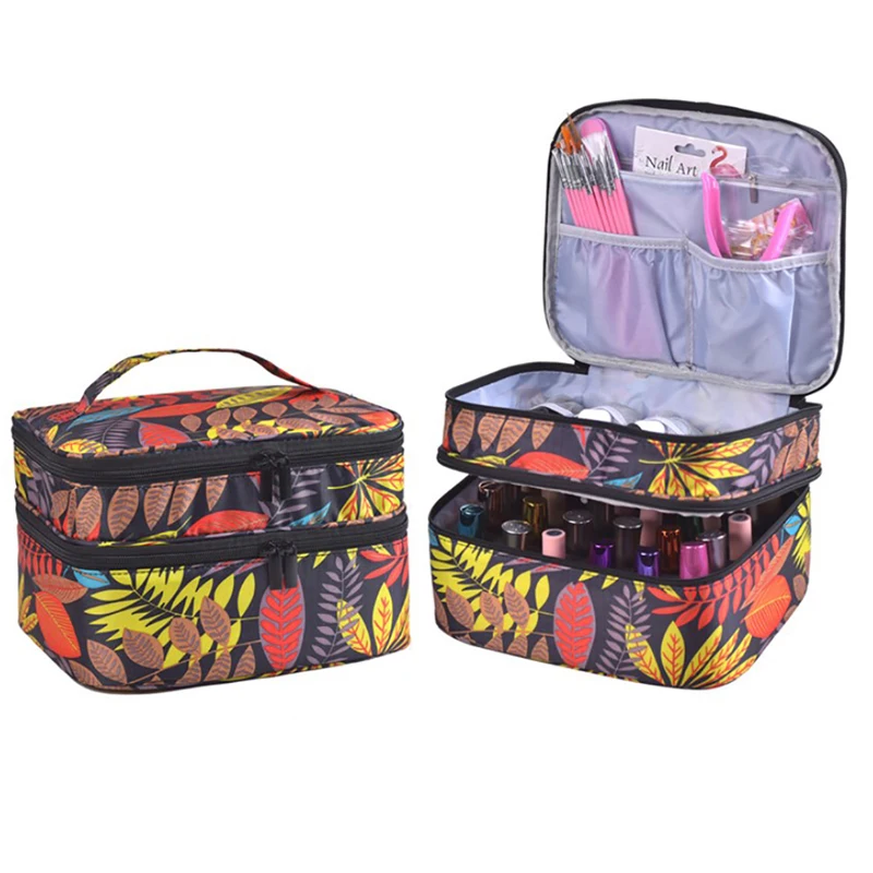 30 Bottles Essential Oil Carry Bag Portable Travel Double-layer Nail Polish Box Cosmetic Storage Perfume Lipstick Organizer | Дом и сад