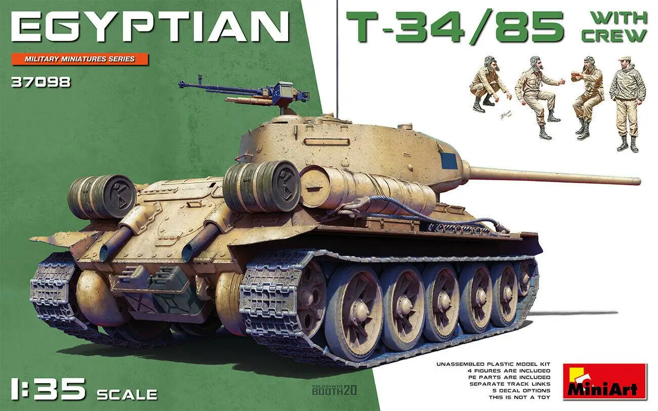 

Miniart 37098 1/35 scale Egyptian t-34/85 with crew plastic model kit
