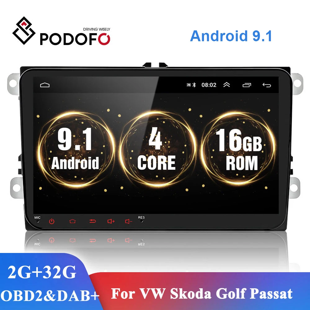 

Podofo 2Din Car Radio For VW/Volkswagen/Golf/Polo/Tiguan/Passat/b7/b6/SEAT/leon/Skoda/Octavia Android 9.1 GPS Multimedia Player