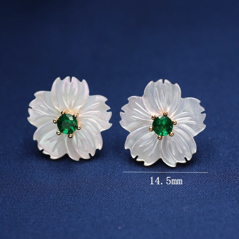 

Natural Freshwater shell Pearl Small Flower Stud Earrings Round Colorful Crystal Cubic Zirconia Stone Women Gold Earings Jewelry