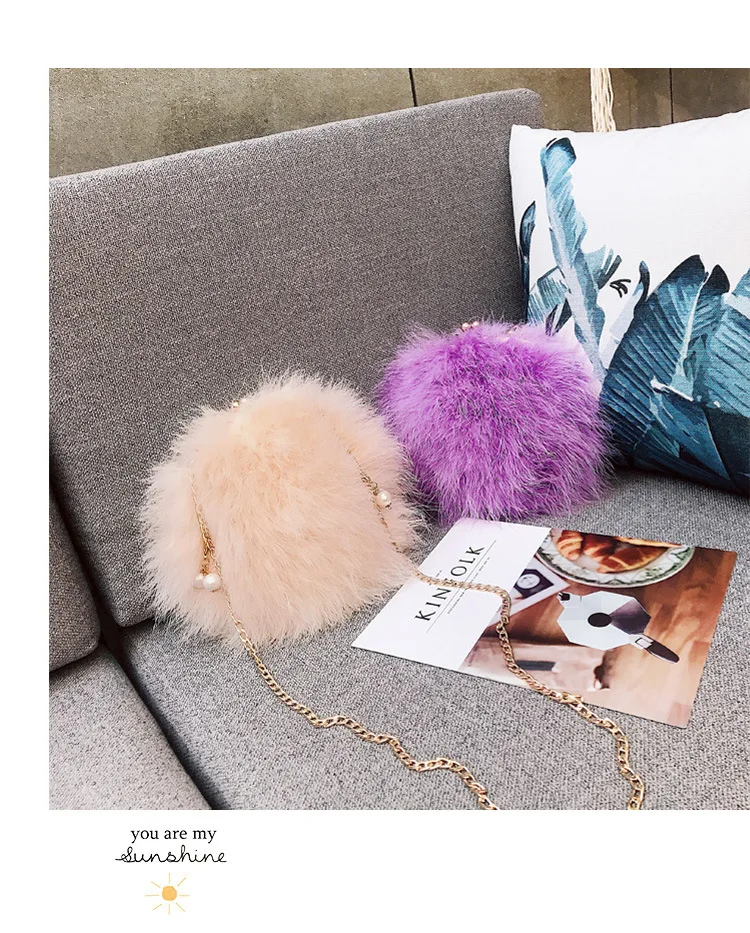 Luxury Designer Fur Purse Women Ostrich Feathers Evening Party Bag Famous Brand Handbag Fall Winter Party Day Cluthes Drop Ship