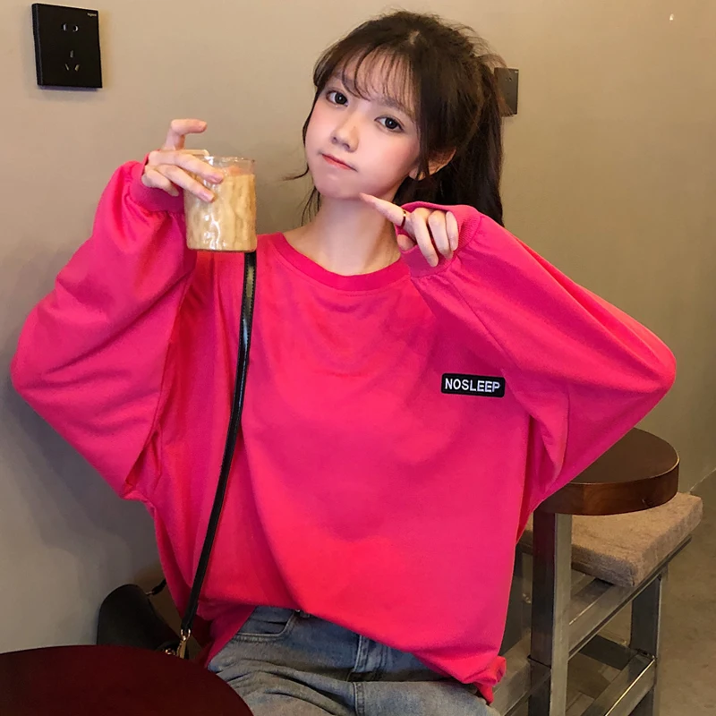 

Шикарный Лидер продаж, Женский свитшот в гонконгском стиле, модель 2021 года, Свободный Тонкий уличный Топ в стиле бойфренда в Корейском стиле...