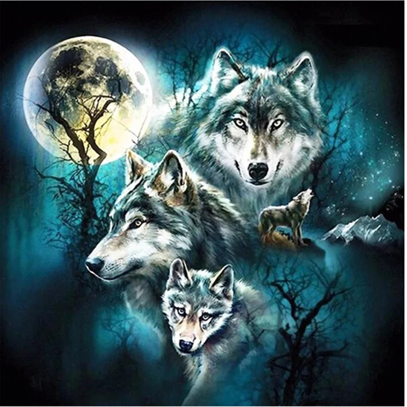 

5d diy diamond embroidery Wolf Cross Stitch Diamond Painting landscape European Home Decor Children's gifts