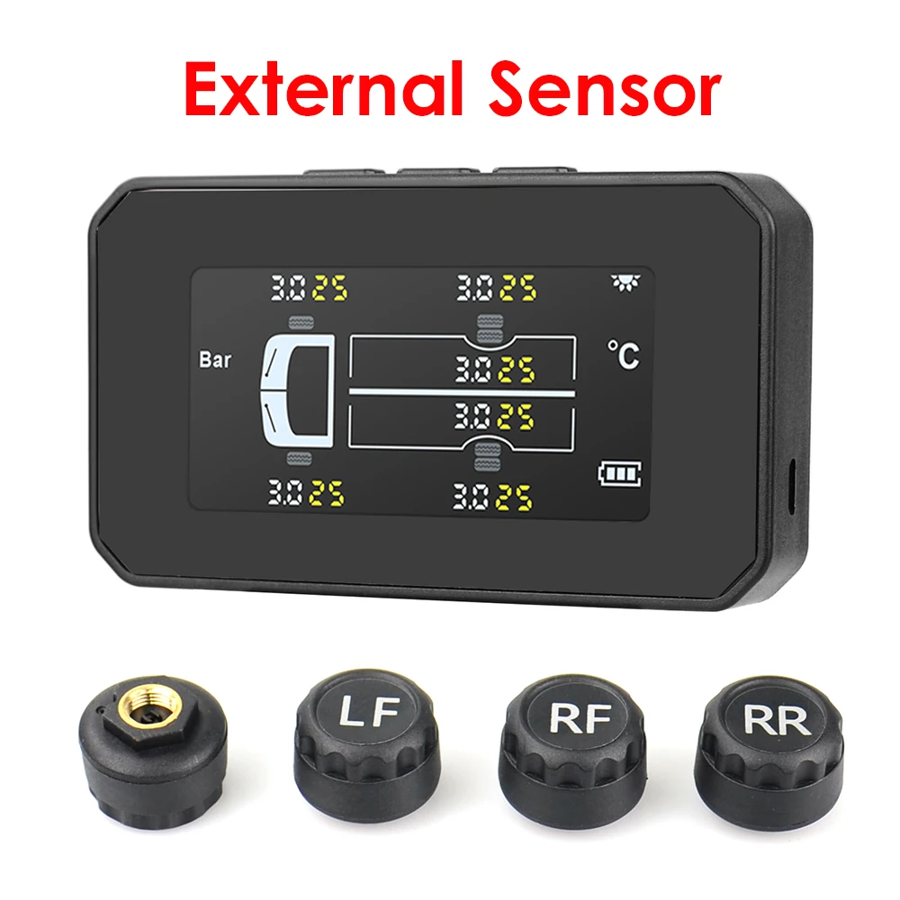 car alarms for sale 2021 Universal For Truck Tire Pressure Monitoring System TPMS USB Solar Charge External Sensor Tyre Temperature Alarm Monitor rear parking sensors