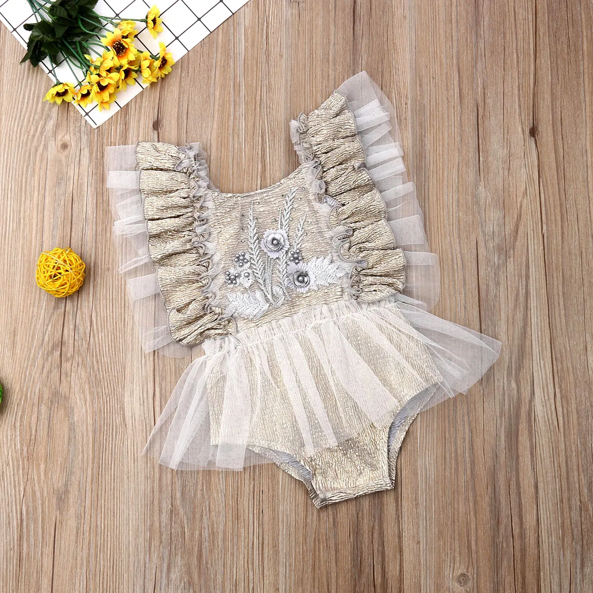 

Newborn Baby Girl Flower Lace Jumpsuit Outfits Toddler Kids Summer Princess Backless Rompers