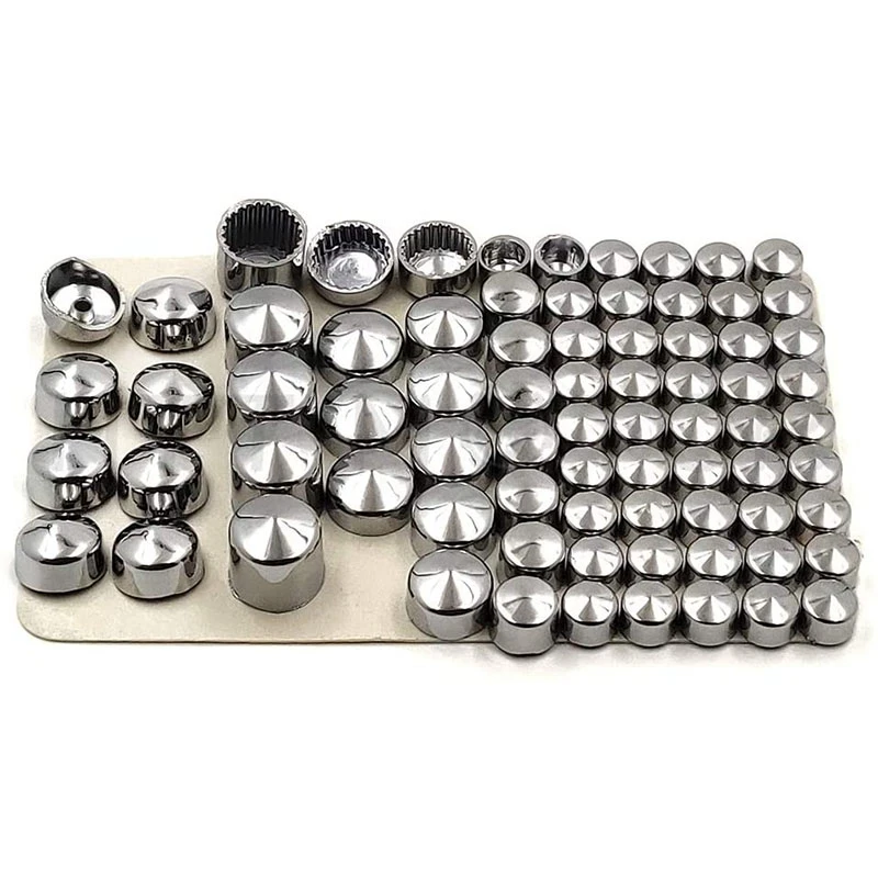 

1 Set 76 PCS Motorcycle Screw Chrome Bolt Toppers Cover Caps Kit for Softail Dyna Twin Cam FLS 1991-2013