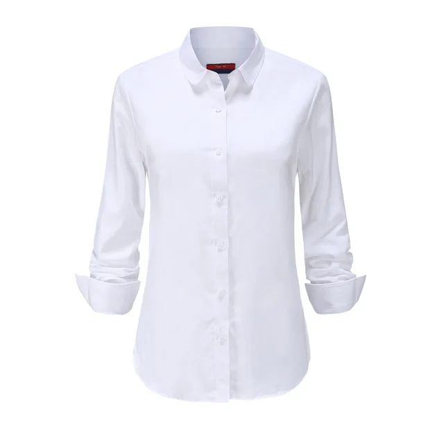 Whiteoxford Dioufond, женская рубашка с длинным рукавом, модная одежда, белая, черная, тонкая, из кусков, в горошек, хлопковая блузка, офисная, для девушек, размера плюс, формальный Топ - Цвет: Whiteoxford