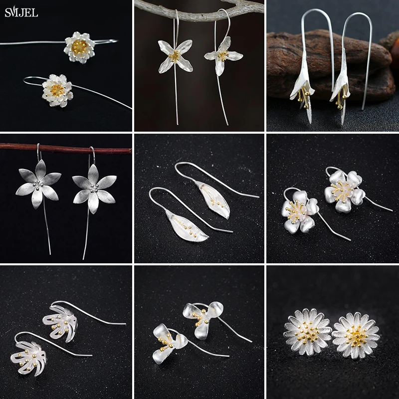 

Fashion Metal Long Flower Stud Earrings for Women Boho Jewelry Wedding Big Lotus Orchid Earings Piercing 2021Brincos Pendientes