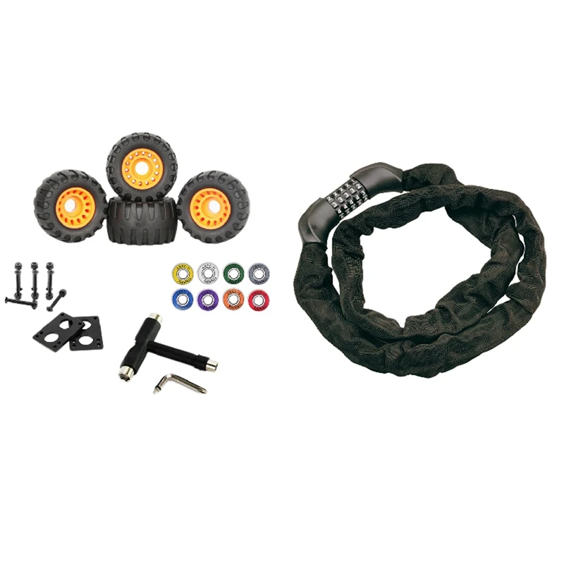 

Велосипедный замок, замок с кодовой цепью, с амортизирующими колесами и подшипниками для скейтборда, 76x54 мм, разделители, универсальный инст...