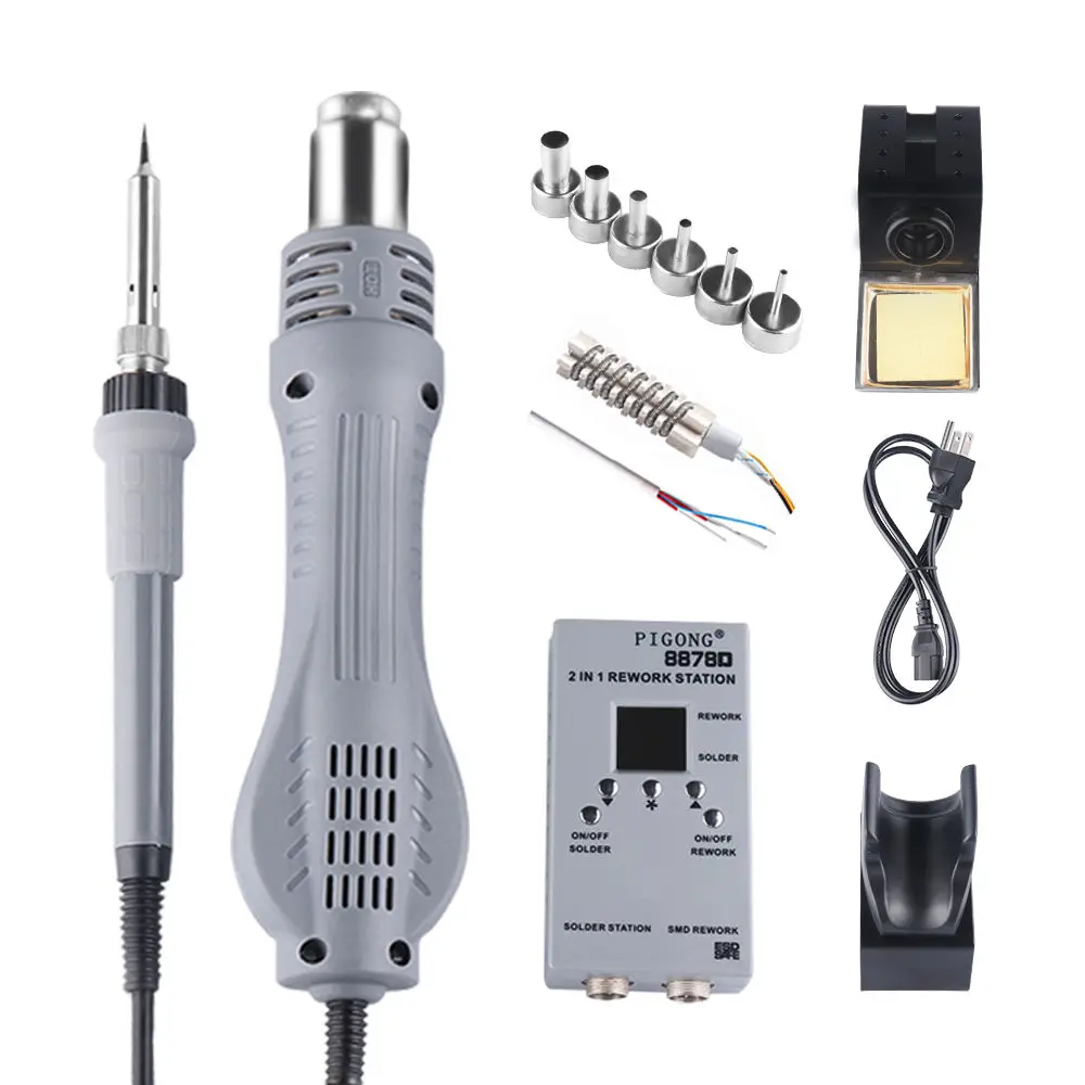Паяльная станция PJLSW 8878D EU US 2 в 1 SMD двойная цифровая паяльная воздуходувка
