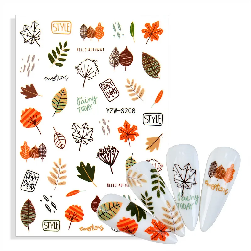 

Adhesive Nail Decal and Sticker Leaf Tree Green Snake Cat Alien Butterfly Lip DIY Slider for Manicure Nail Art Decorations Tools