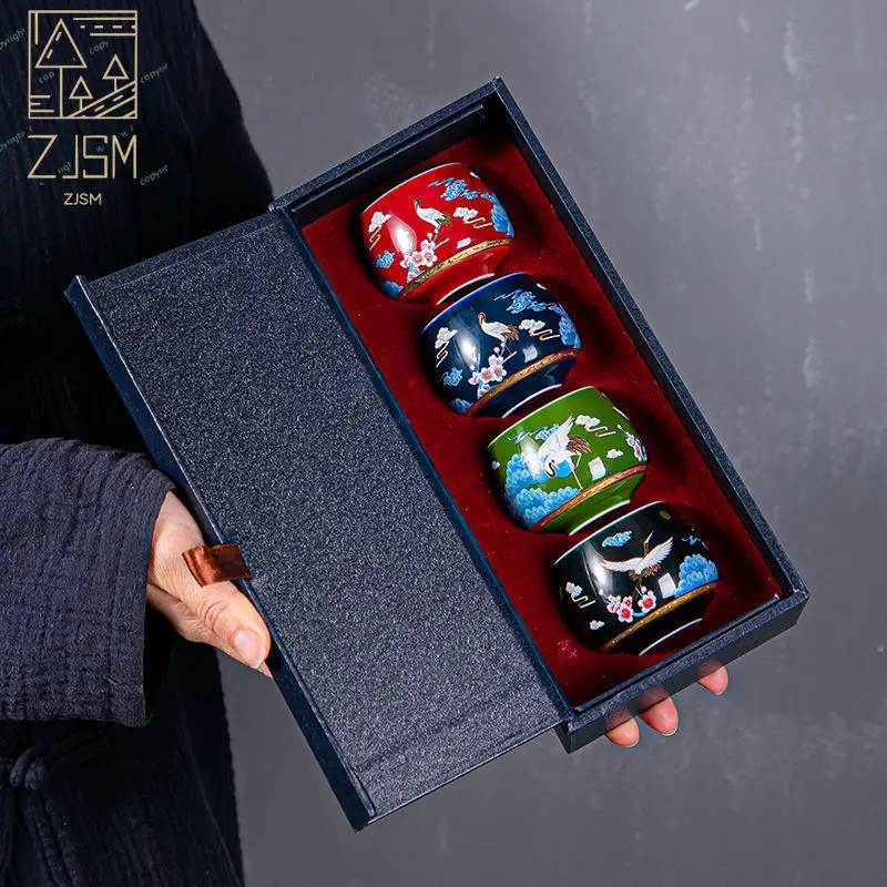 

Silver Tea Mug 999 Pure Silver Handmade Porcelain Teacup Set Color Kung Fu Make Tea Single Cup Ceramic Gift For Friends