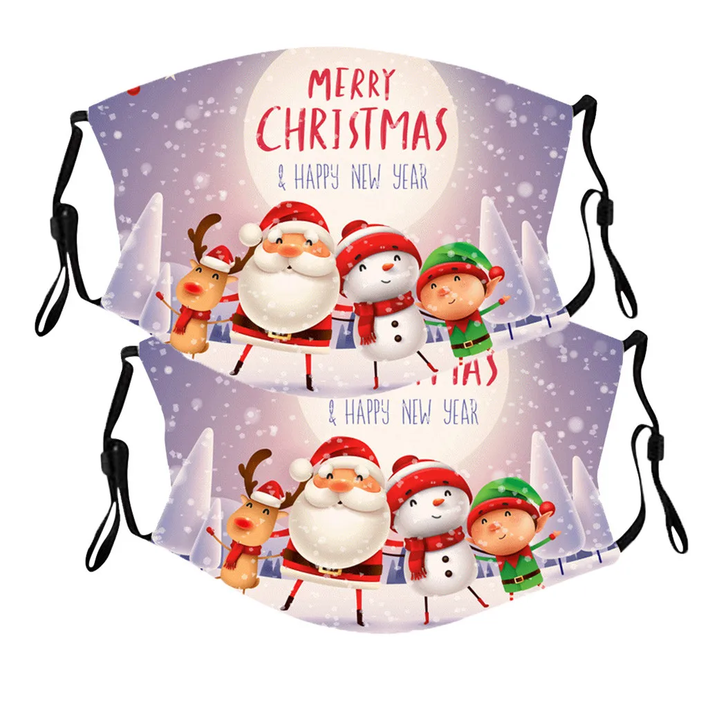 2 шт. детская Рождественская печать дышащая многоразовая моющаяся защитная маска