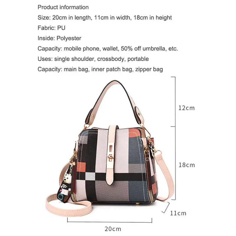 Клетчатая женская сумка через плечо с медведем популярная праздничные