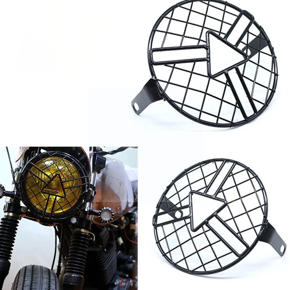 

Retro Headlights Retro Black Shell Round Headlights Accessories Headlight Mesh Motorcycle Cover V8S9