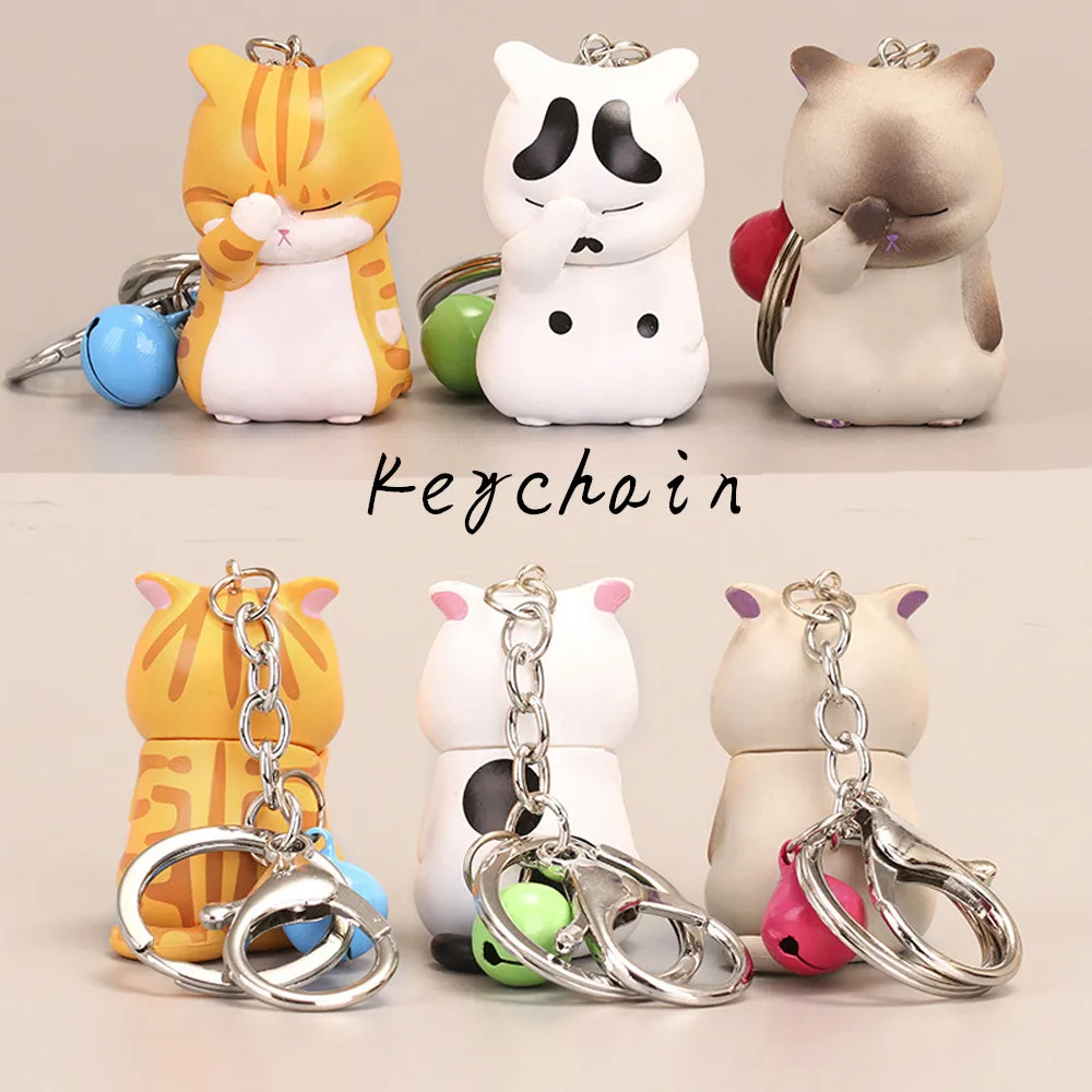 Милая робкая кошка брелки пухленький котенок брелок украшение в сумку