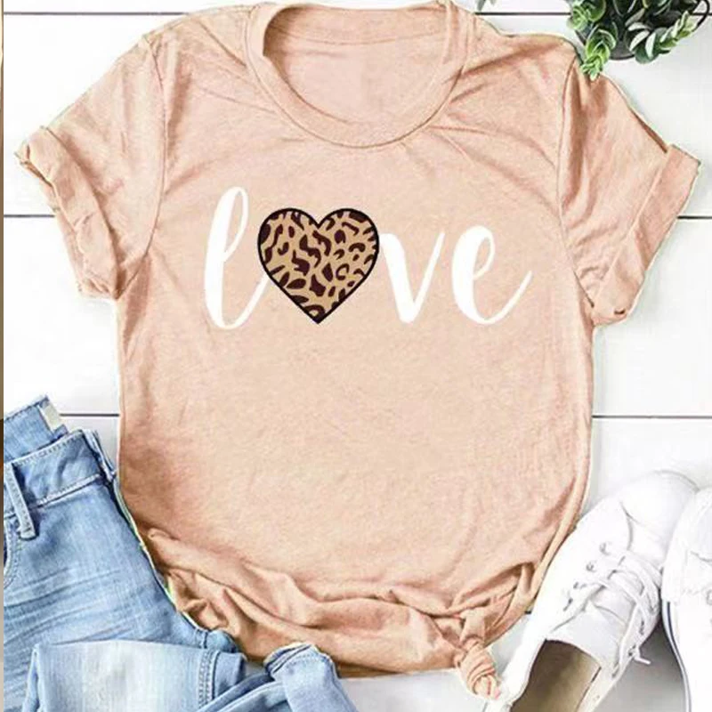 

2021 Women's Summer New Casual Letters Printed Round Neck Short Sleeve T-Shirt