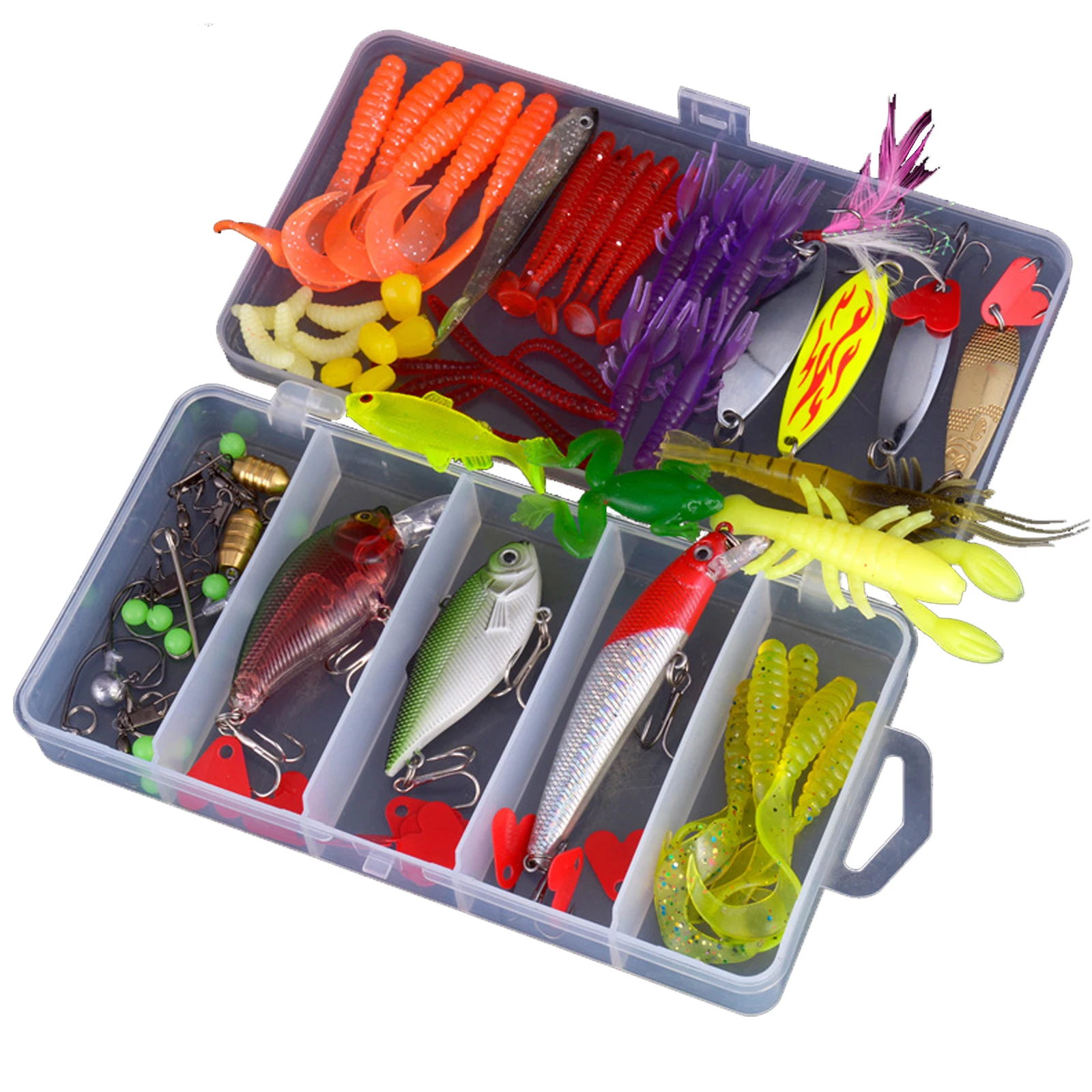 

91pcs/lot Luya Fishing Lure Set Artificial Bionic Crank Hard Soft Bait Crazy Wobblers Sequined fish hook accessories