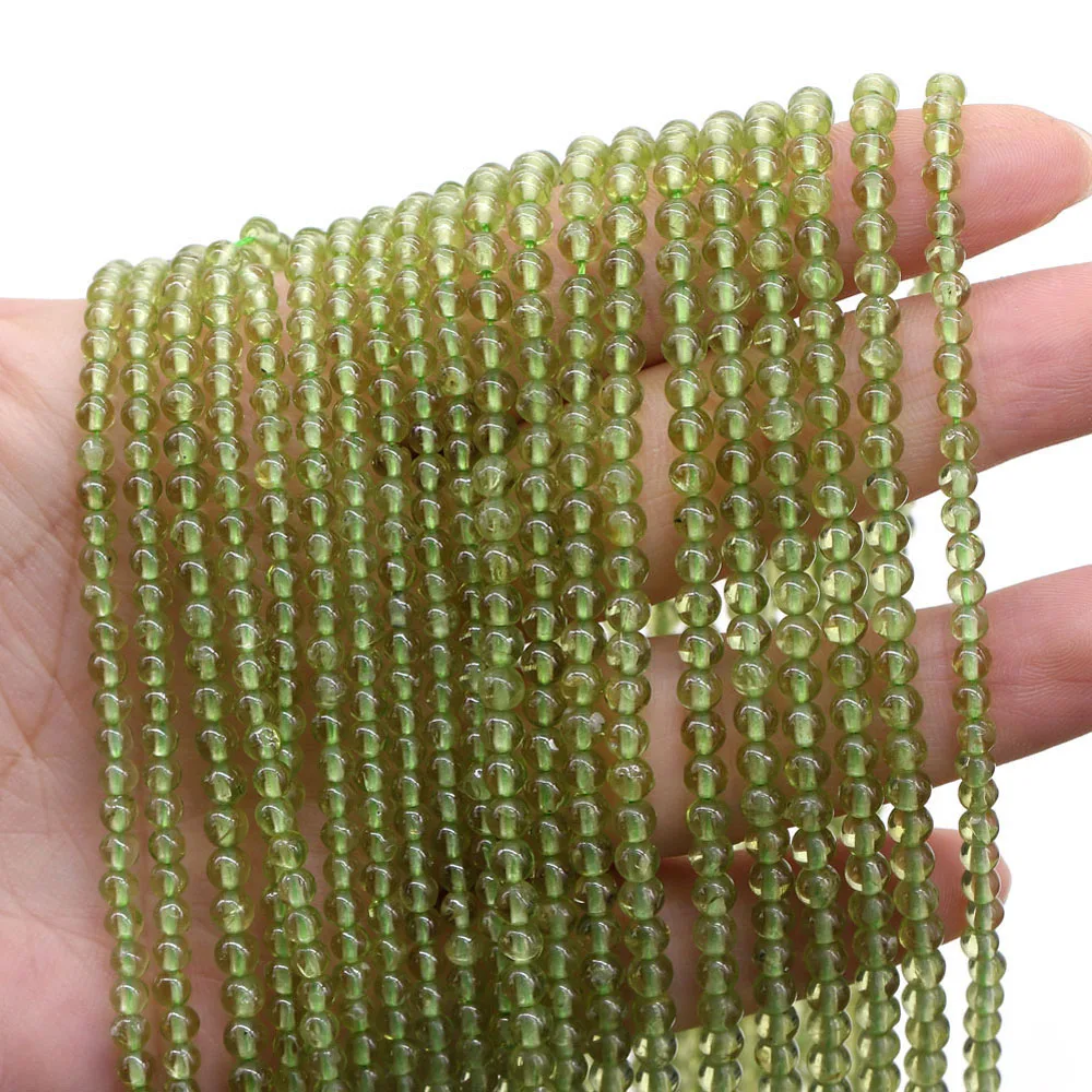 Бусины из натурального камня Olivine круглые зеленые бусины с разбросом перидота