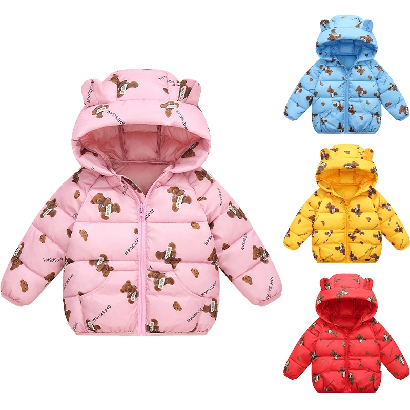 

Baby clothes winter children's down jacket boys and girls lightweight warm quilted jacket jacket cute cartoon bear hooded jacket