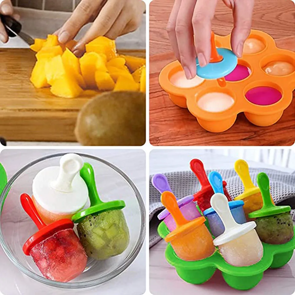 Ice Cream Mould Baby Food Storage Container Non-Stick Cube Trays Egg Steamer Rack Chocolate Popsicle | Дом и сад