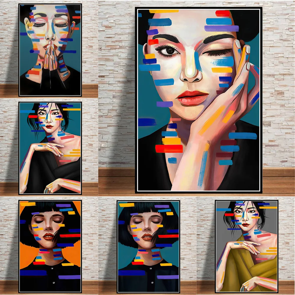 

Watercolour Modern Girl Canvas Prints Oil Painting On The Wall Art Woman Portrait Poster Pictures For Nordic Home Decoration