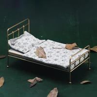 aizulhomey mini dollhouse furniture lol 16 nordic golden bed quilt pillow mattress for dolls blythe ob24 dollhouse accessories