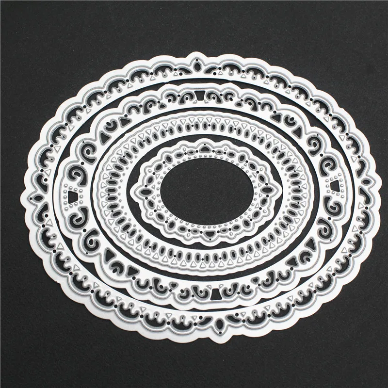 Овальная Цветочная рамка металлические режущие штампы трафареты для DIY бумажные