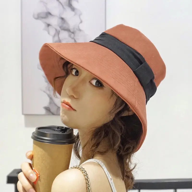 

2020 Summer Fashion Bucket Hat Women New Versatile Casual Personality Fishing Hat Girls Travel Sun Foldable Patchwork Sunhats