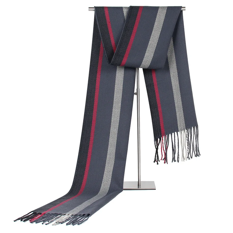 Мужской шарф в полоску для отдыха кашемировый с имитацией пятидесяти лет подарок
