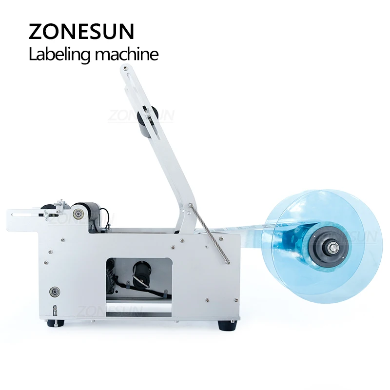ZONESUN Semi Automatic Oil Wine Round Bottle E-juice Vial Labeling Machine Self-adhesive Label Sticker for Cosmetic | Бытовая техника