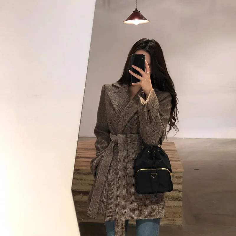 Новинка 2021 винтажная шерстяная куртка Женская осенне-зимняя одежда для женщин