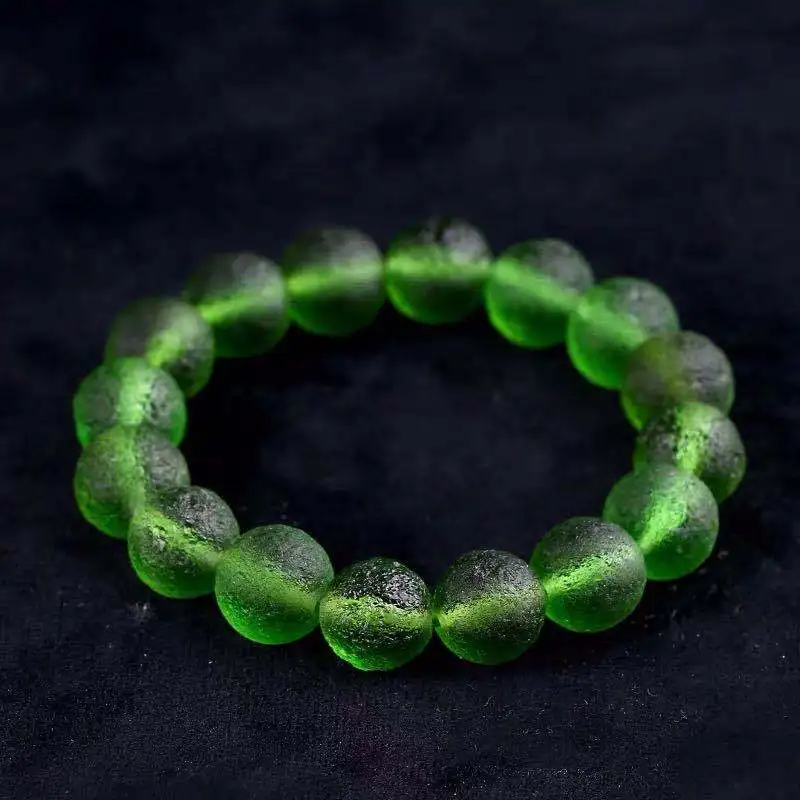 Браслет из чешского метеорита Moldavite зеленый ударопрочный стеклянный браслет