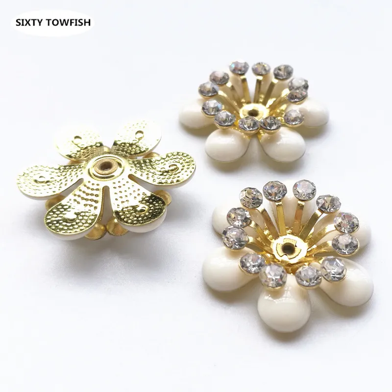 012-23mm-White 5 шт./лот 24 стиля медная филигрань горный хрусталь цветок ломтик подвески База Установка DIY ювелирные украшения - Цвет: 012-23mm-White
