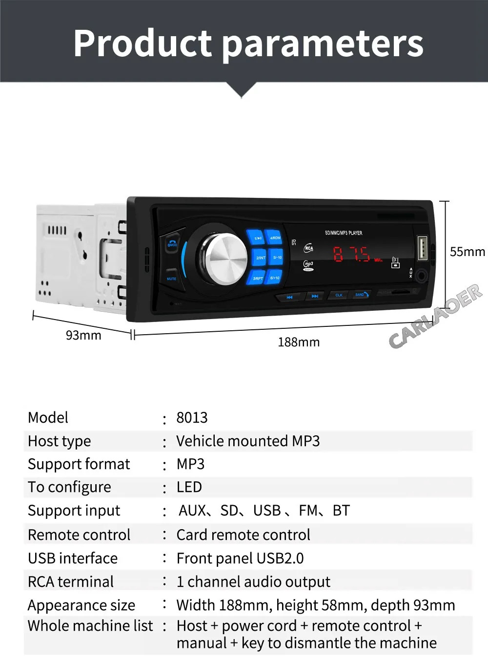 Bluetooth Autoradio 12V Car Stereo Radio FM Aux-IN Input Receiver SD USB In-dash 1 din Car MP3 Multimedia Player