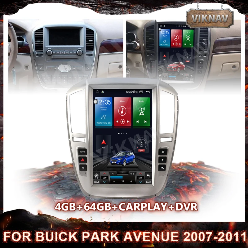 

12,1 дюймовый вертикальный экран Android 9,0 Автомобильный мультимедийный плеер для Buick Park Avenue 2007-2011 GPS аудио Радио стерео головное устройство