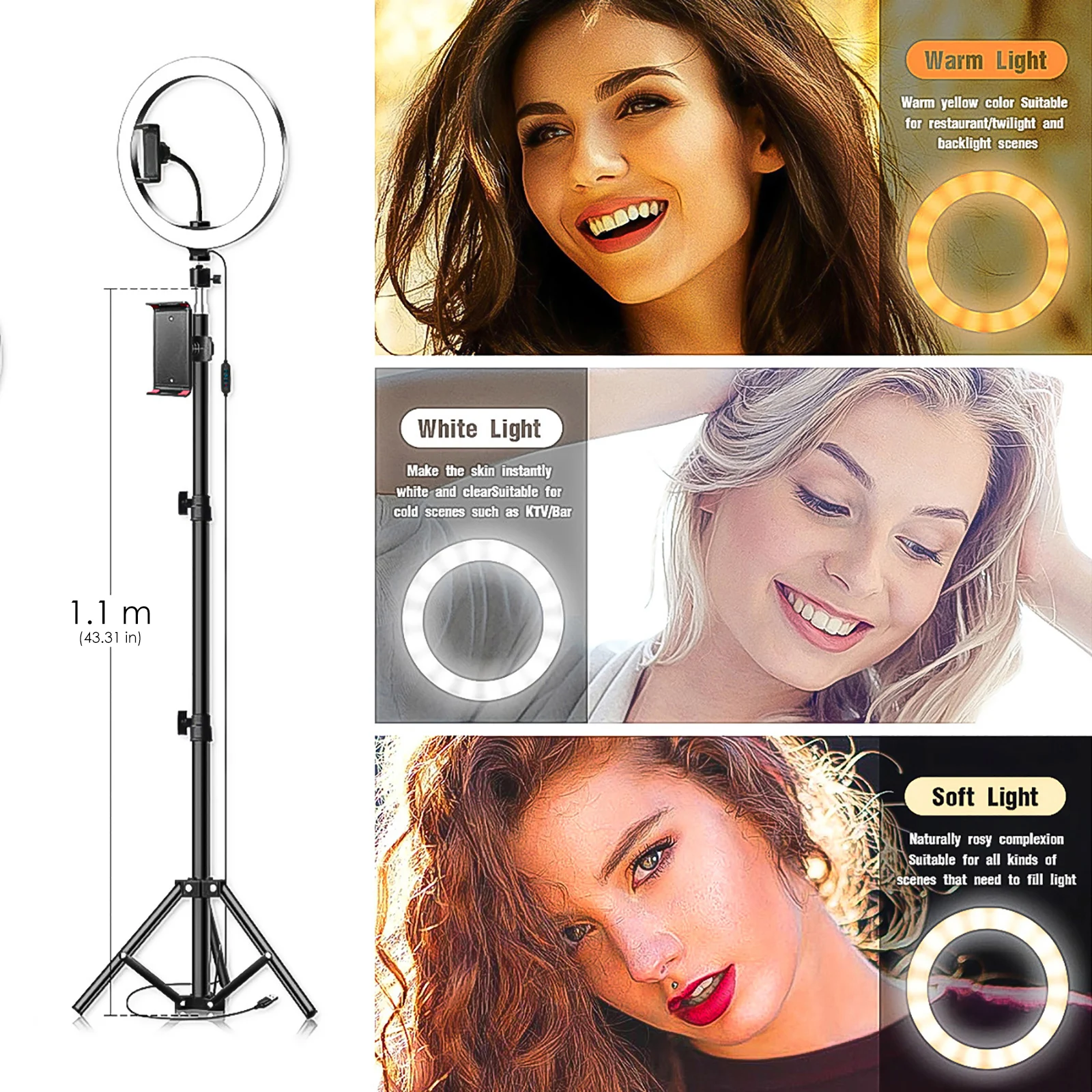 26 см затемнения светодиодный селфи кольцо светильник с Штатив для фотографии ing